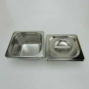 Khay đựng topping inox vuông 1/6 cao 10cm có nắp đậy KITMK11