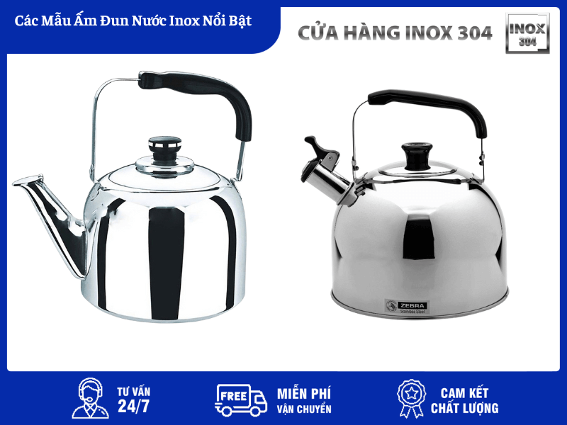 Các Mẫu Ấm Đun Nước Inox Nổi Bật inox304