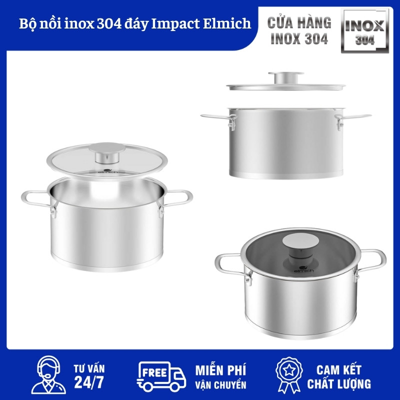 Bộ Nồi Inox 304 Đáy Impact Elmich Chính Hãng Bộ Nồi Inox 304 Đáy Impact Elmich