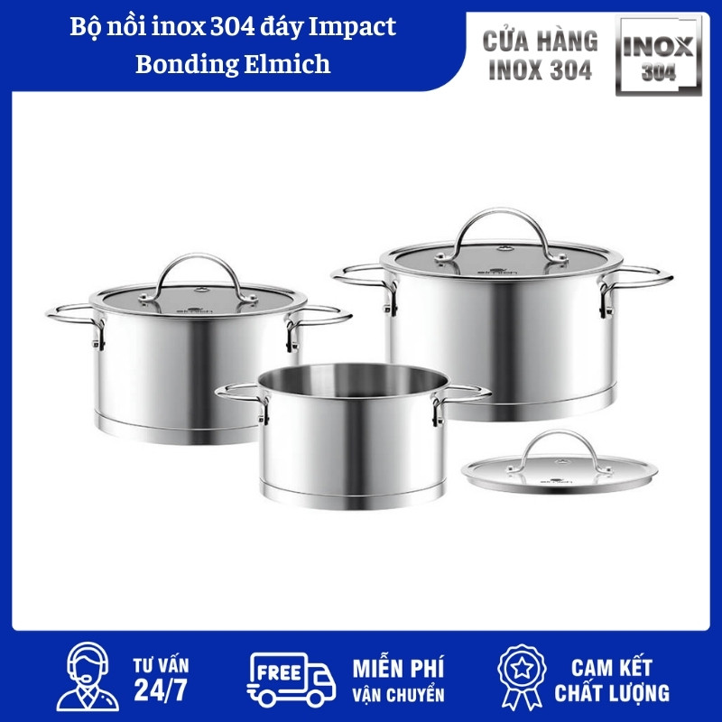 Bộ Nồi Inox 304 Đáy Impact Elmich Bộ Nồi Inox 304 Đáy Impact Elmich