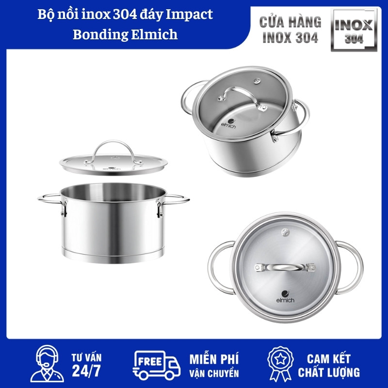Bộ Nồi Inox 304 Đáy Impact Elmich 6 Bộ Nồi Inox 304 Đáy Impact Elmich